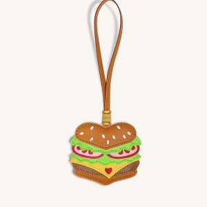 Breloque sac Burger - Marron