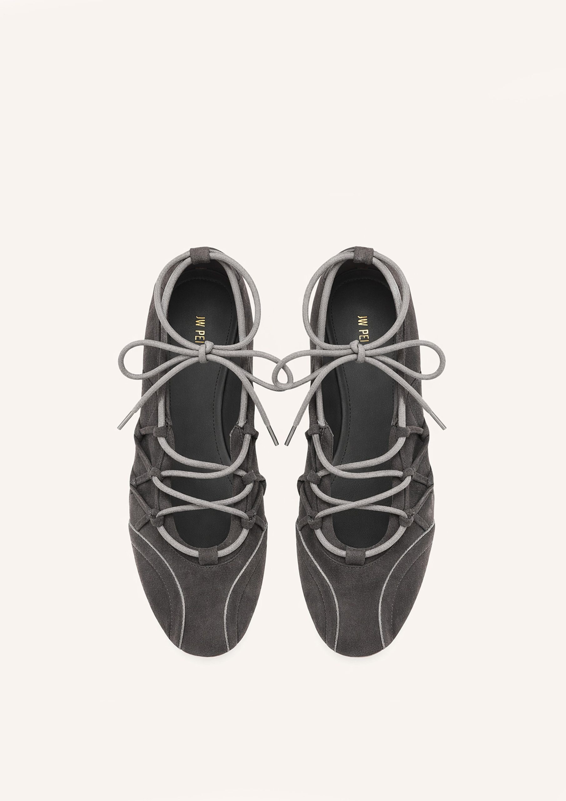 Iria Ballerines à lacets - Gris foncé – Image 2