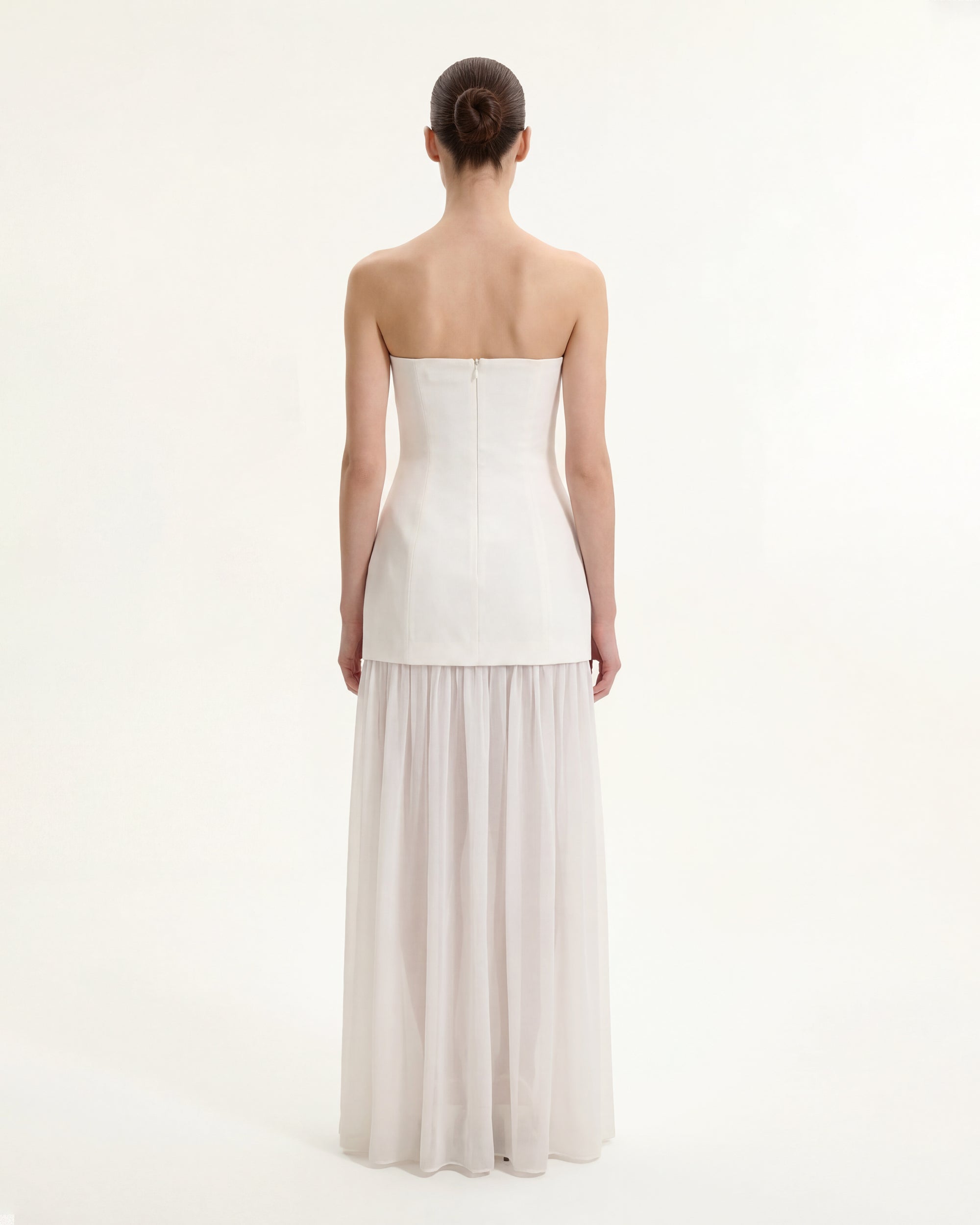 Robe longue asymétrique à fleurs - Blanc – Image 2