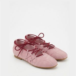 Iria Ballerines à lacets - Rose poudré