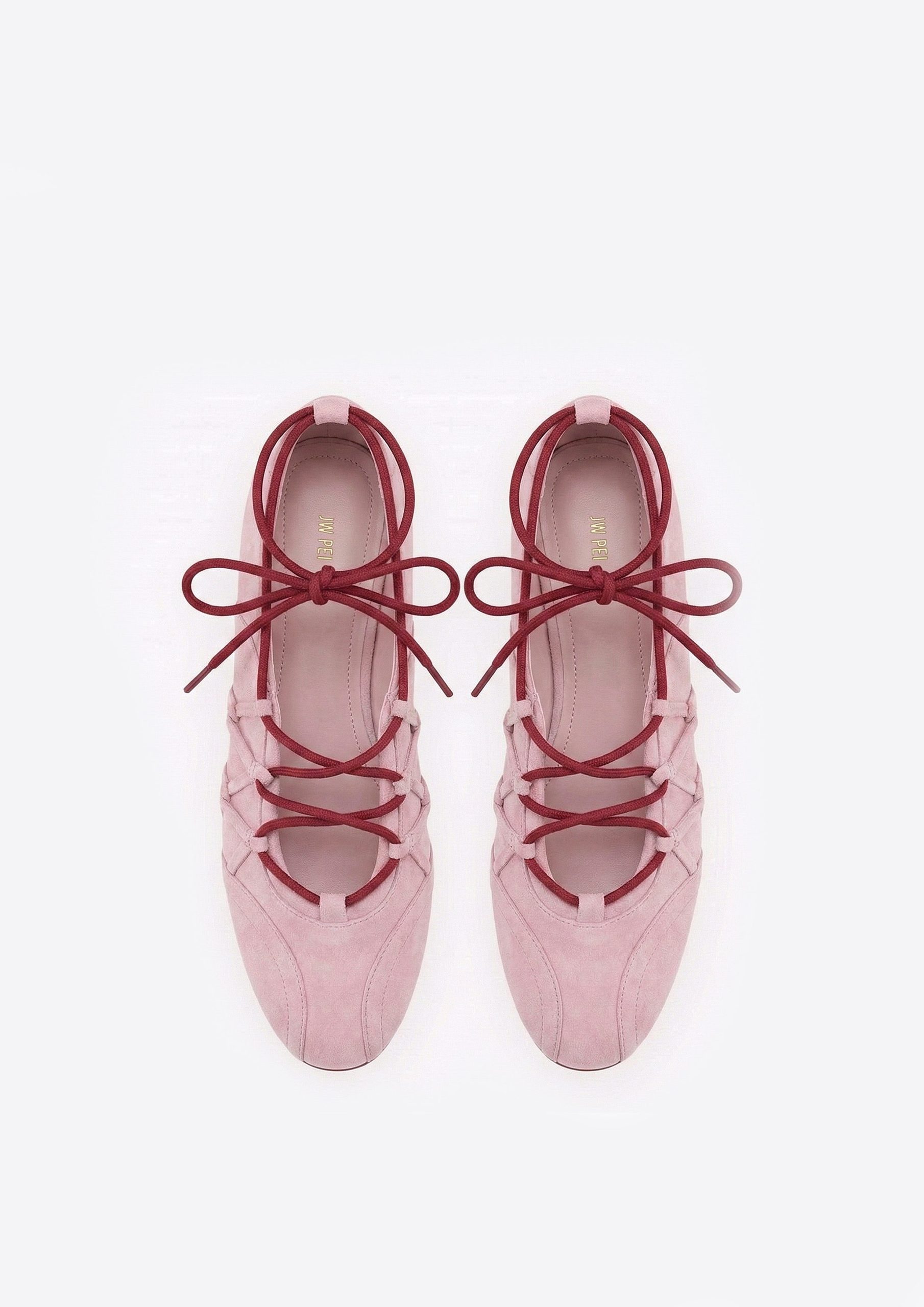 Iria Ballerines à lacets - Rose poudré – Image 2