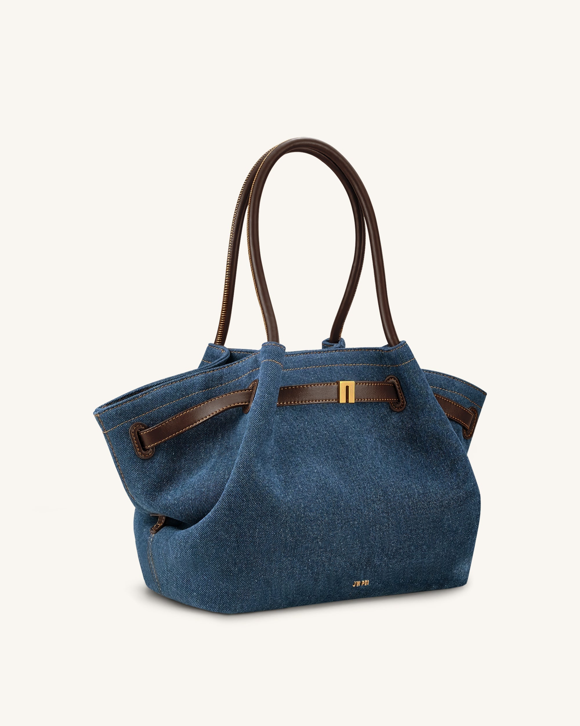 Hana Sac cabas moyen en jean - Denim bleu – Image 2
