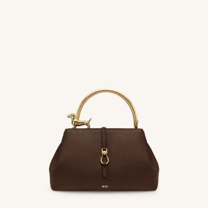 Bruna Sac à main à anse supérieure en forme de teckel en métal - Marron foncé