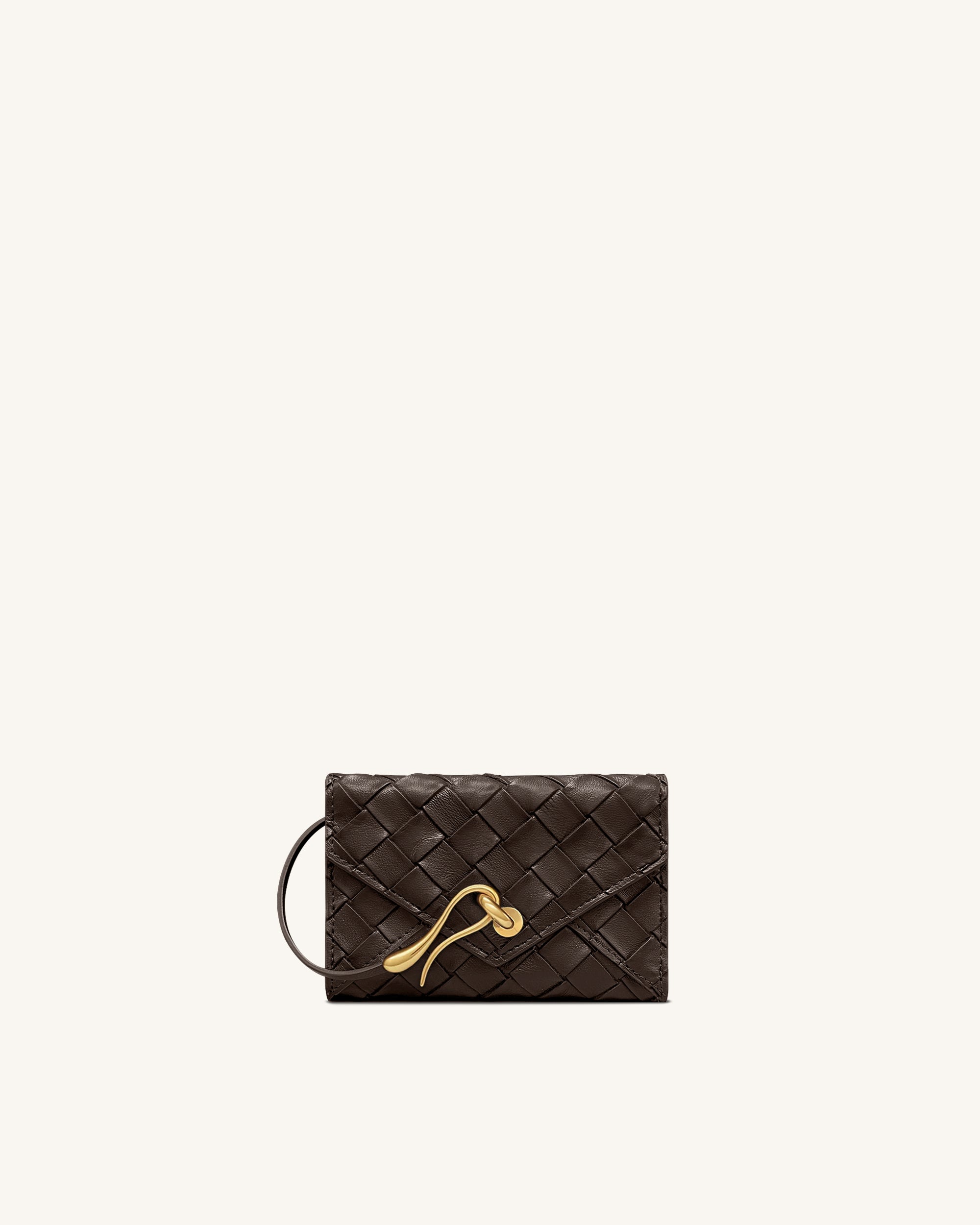 Celeste Portefeuille enveloppe texturé tissé - Chocolat