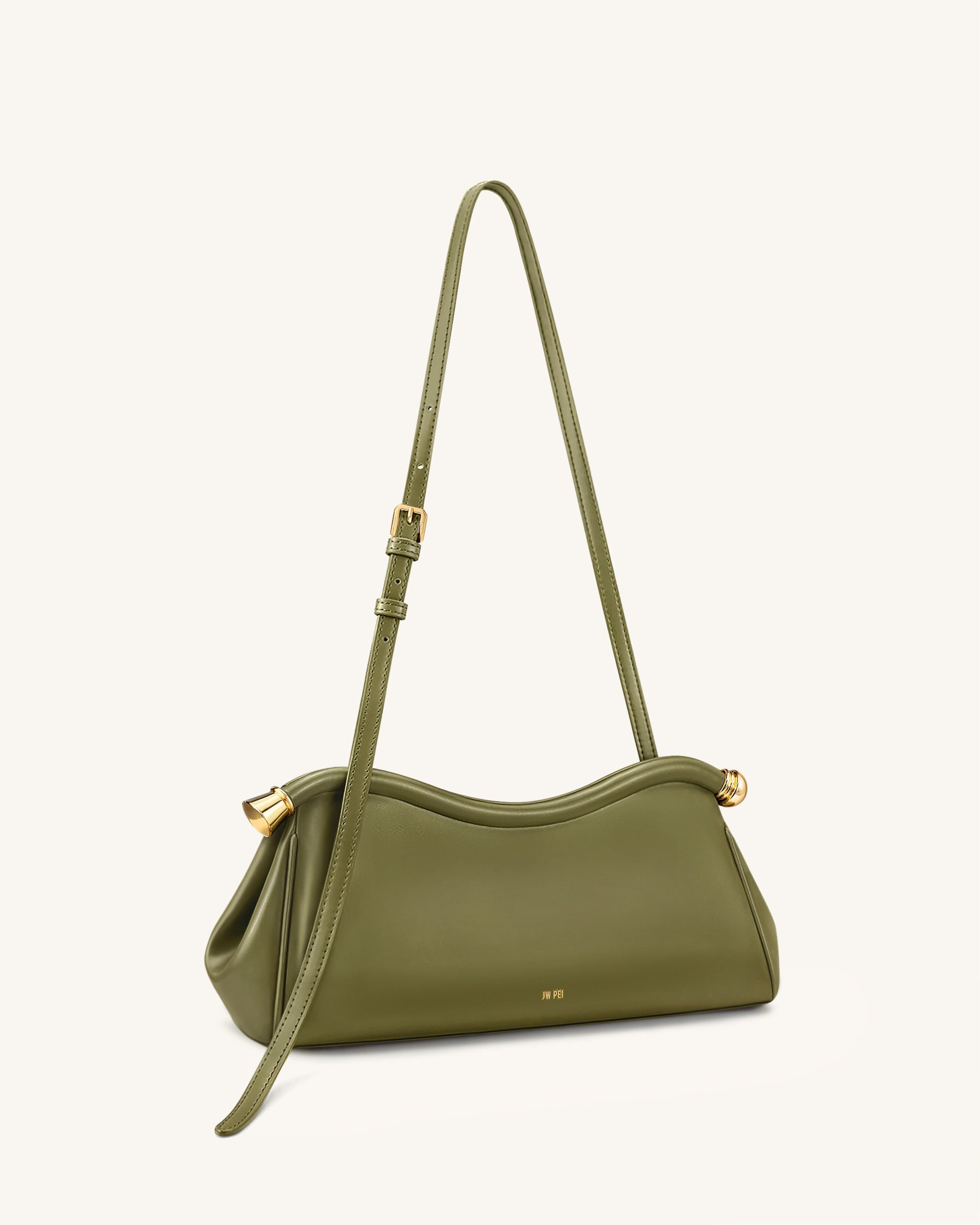 Naomi Sac à Bandoulière Incurvé - Vert Olive – Image 2