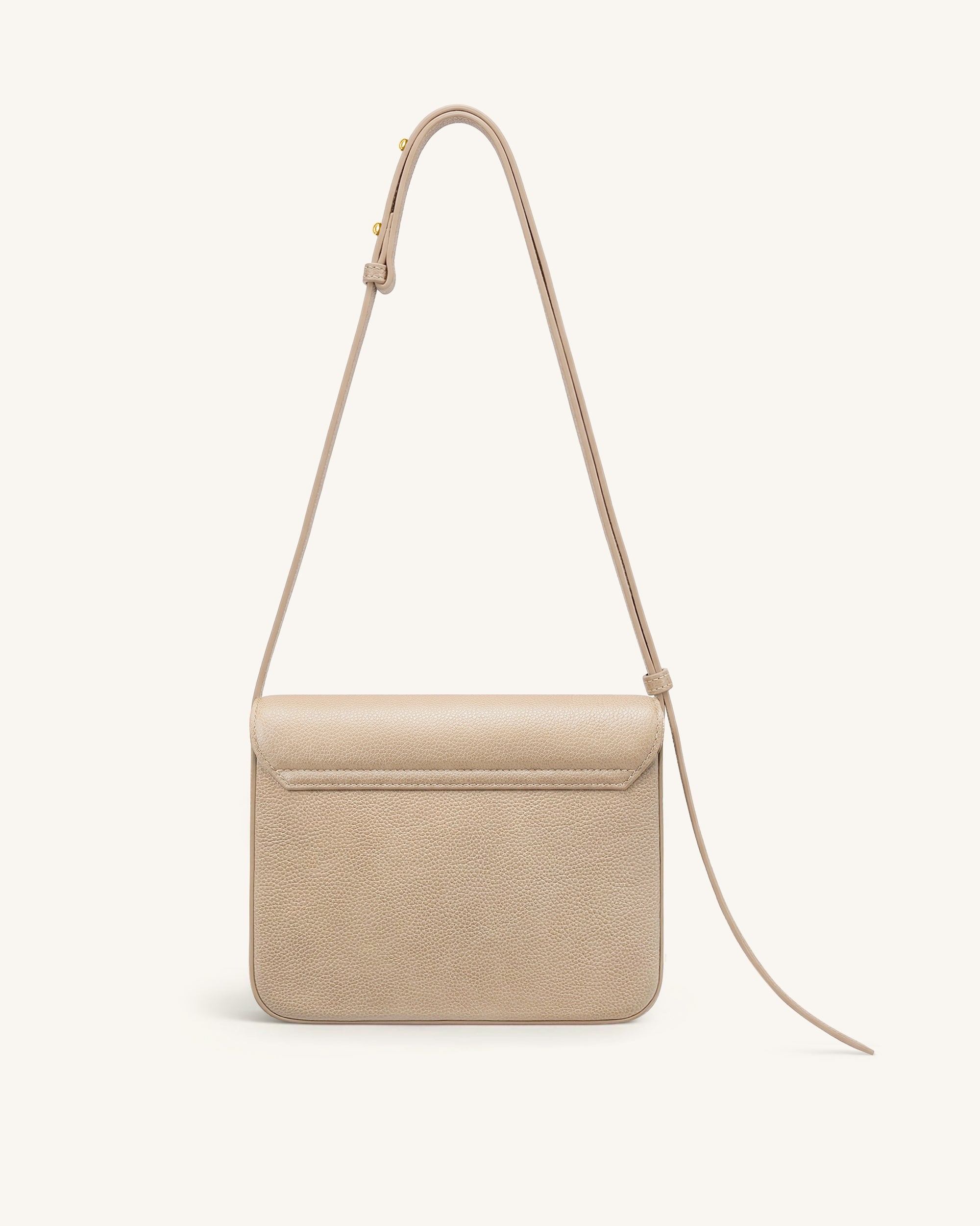 Evania Sac porté épaule en cuir grainé avec fermoir - Kaki – Image 3