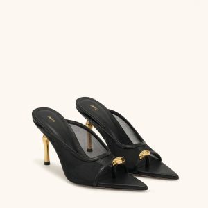 Noemi Mules à talons en mesh à bout pointu - Noir