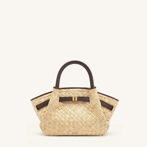 Hana Mini sac cabas en paille synthétique - Marron