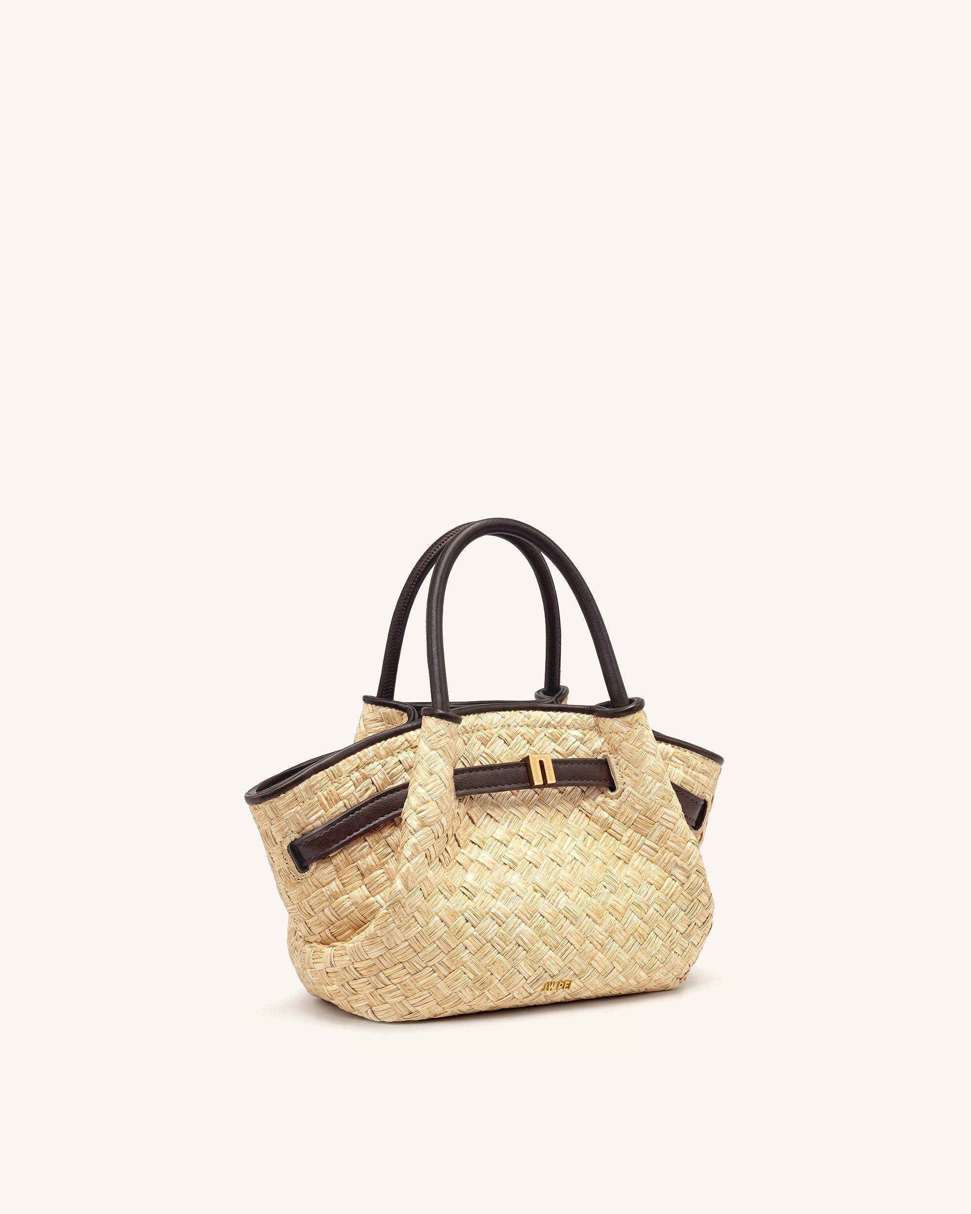 Hana Mini sac cabas en paille synthétique - Marron – Image 3