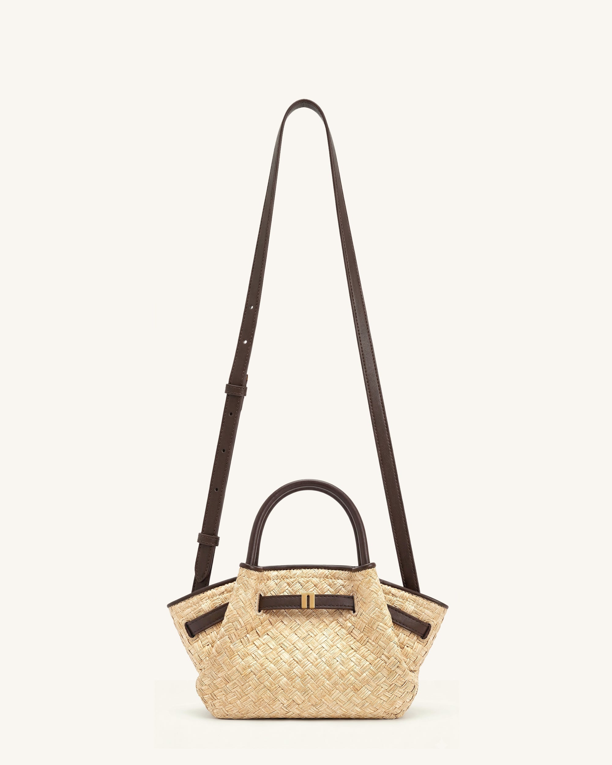 Hana Mini sac cabas en paille synthétique - Marron – Image 2