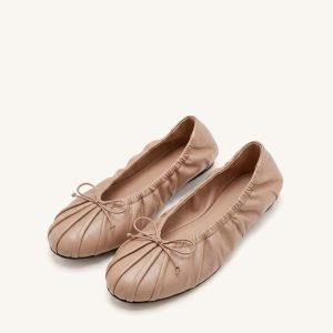 Solenne Ballerines froncées à cordon de serrage - Kaki