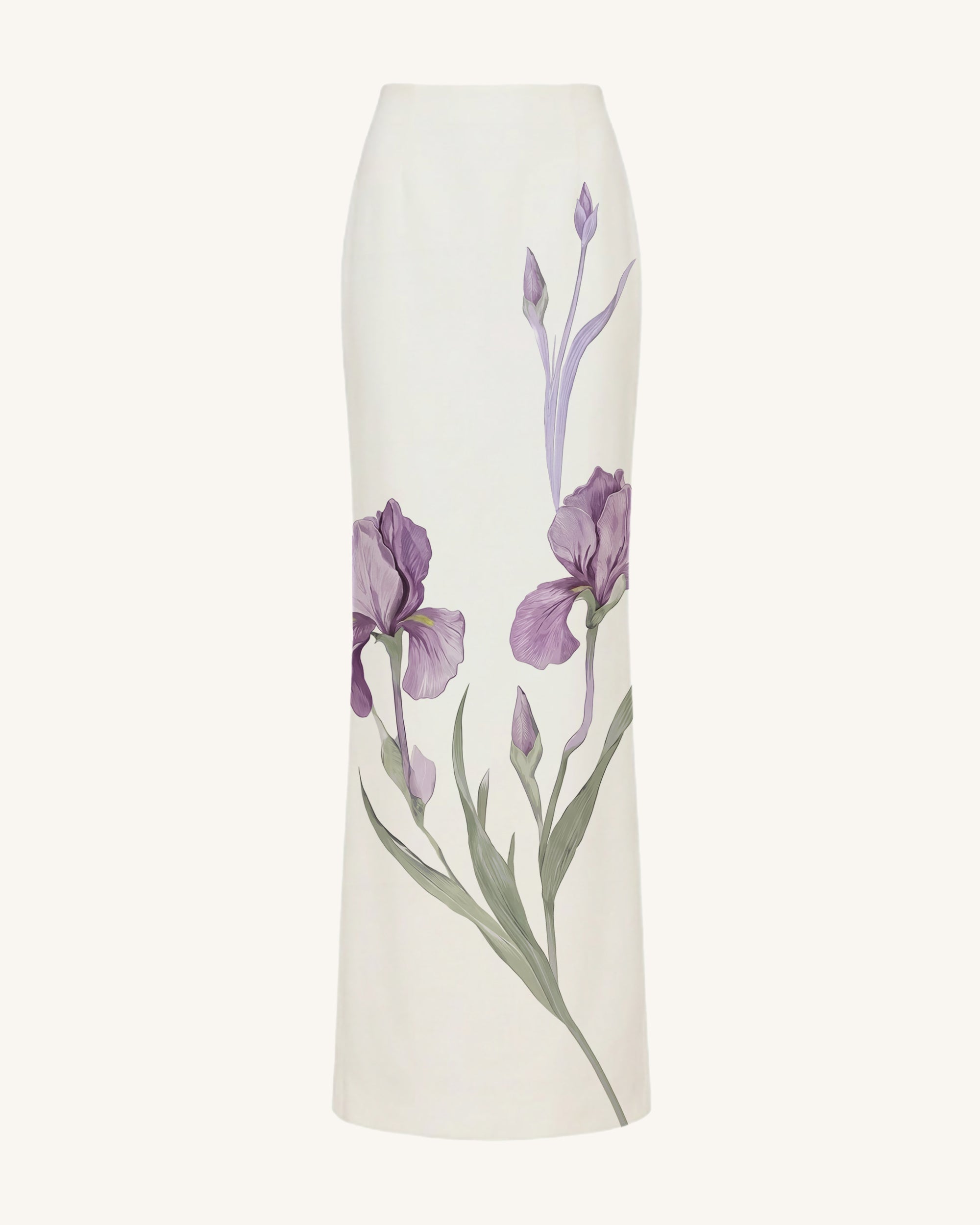Jupe longue à motif Iris - Blanc – Image 2