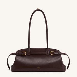Arden Sac à bandoulière format horizontal avec détail ceinture - Marron foncé