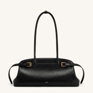 Arden Sac à bandoulière format horizontal avec détail ceinture - Noir