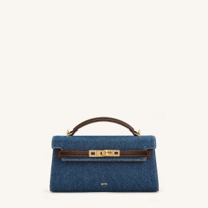 Noor Sac à main à poignée supérieure - Denim bleu