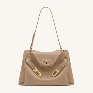 Rhea Sac à bandoulière à double boucle en cuir grainé - Kaki