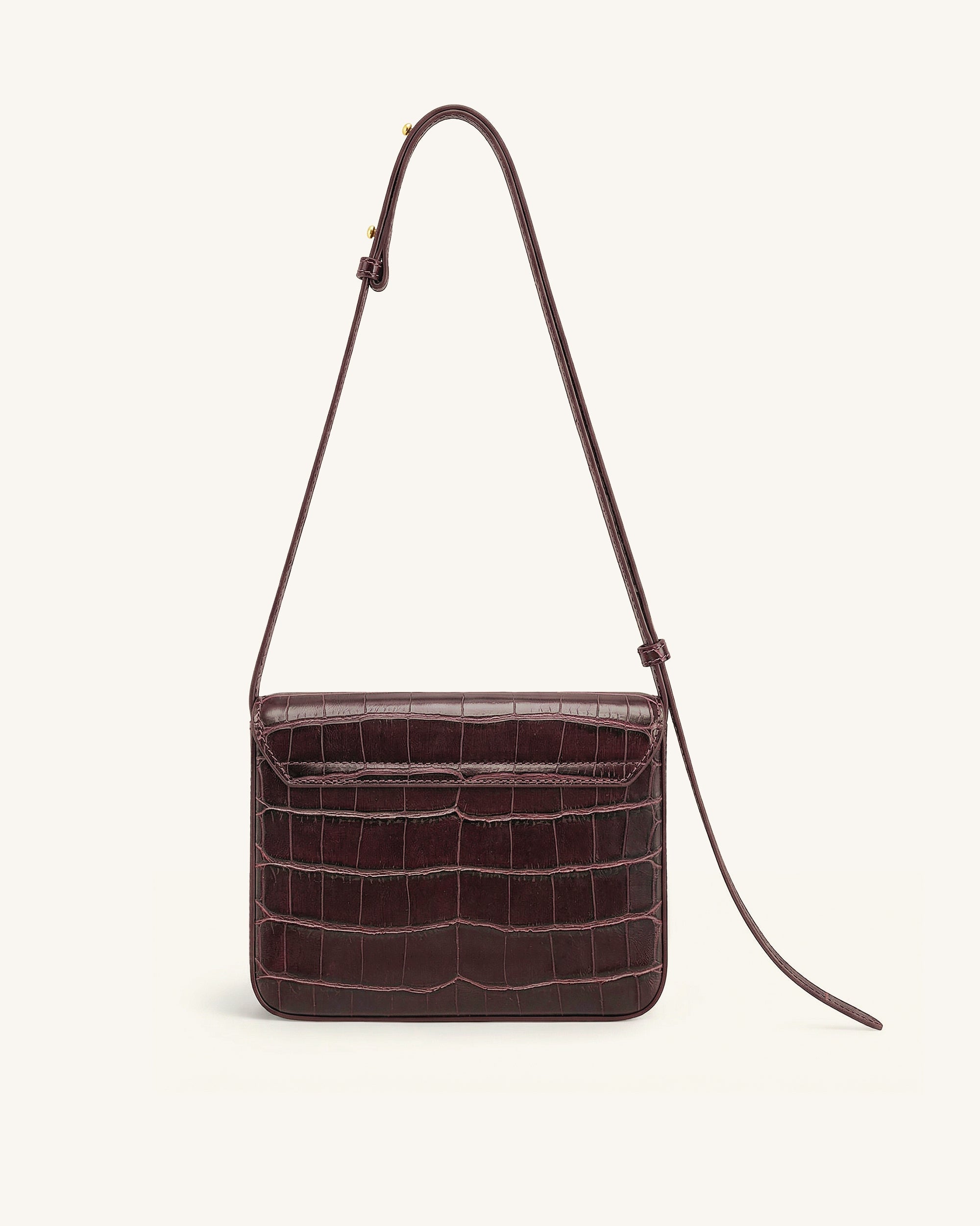Evania Sac porté épaule à fermoir - Effet croco bordeaux – Image 3
