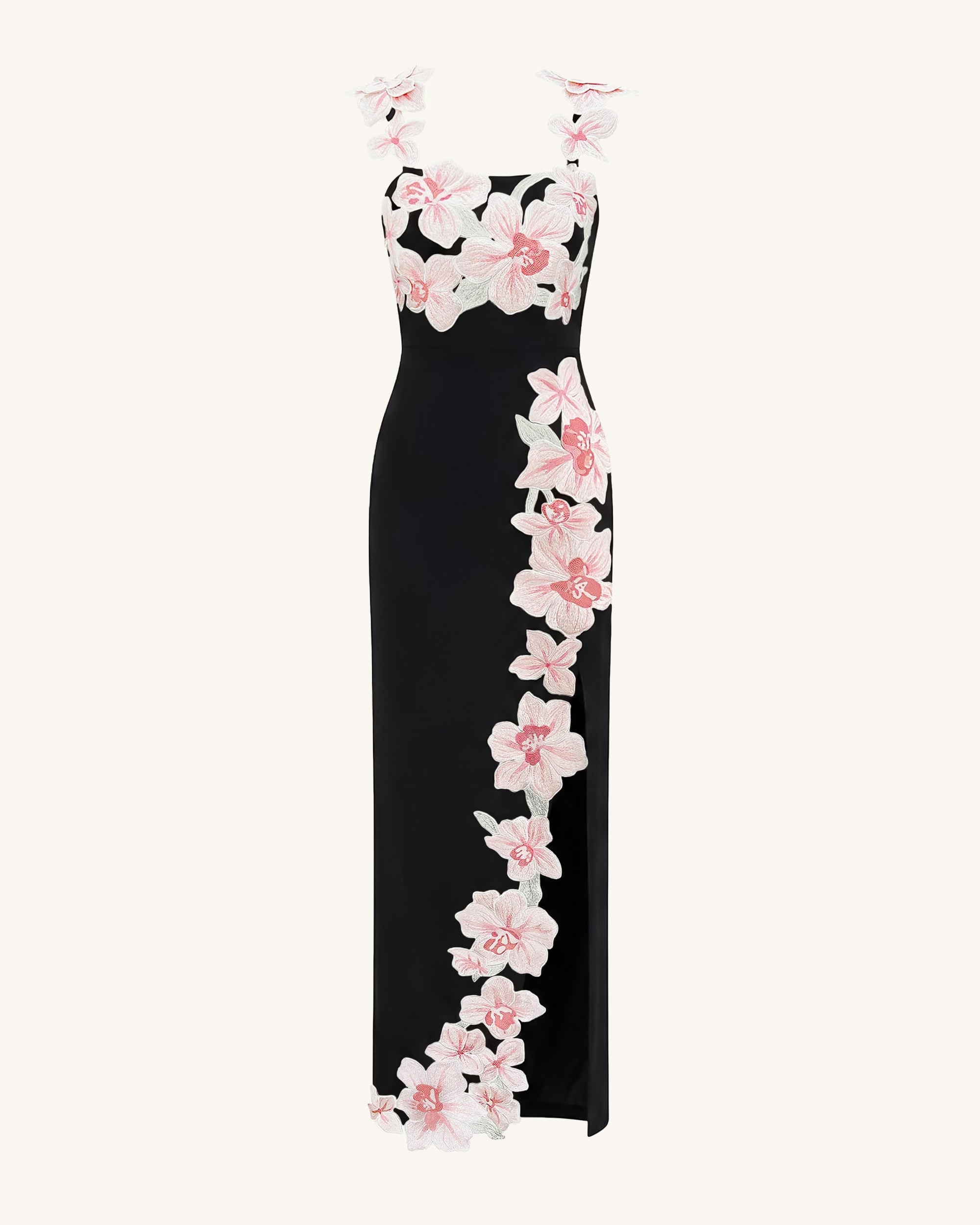 Flower Robe brodée - Noir/Rose – Image 3