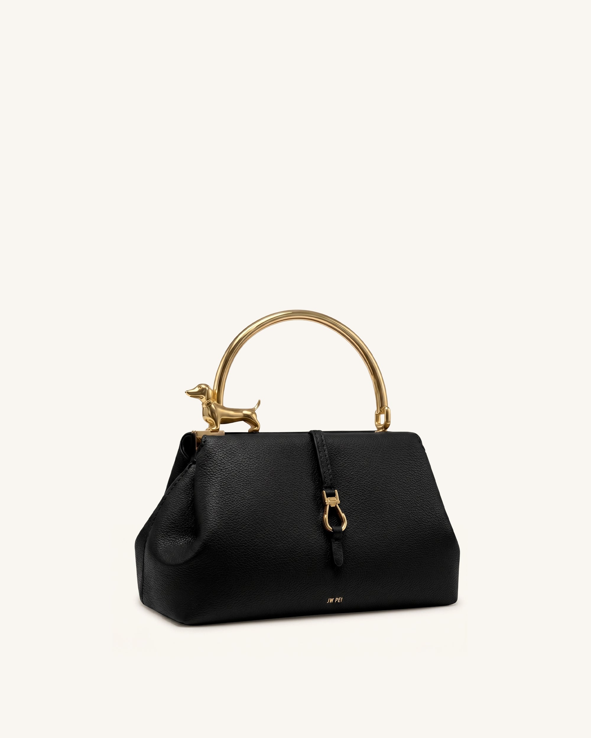 Bruna Sac à main à poignée supérieure métallique Teckel - Noir – Image 2