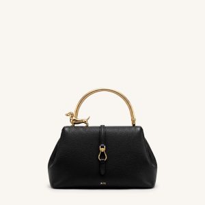 Bruna Sac à main à poignée supérieure métallique Teckel - Noir