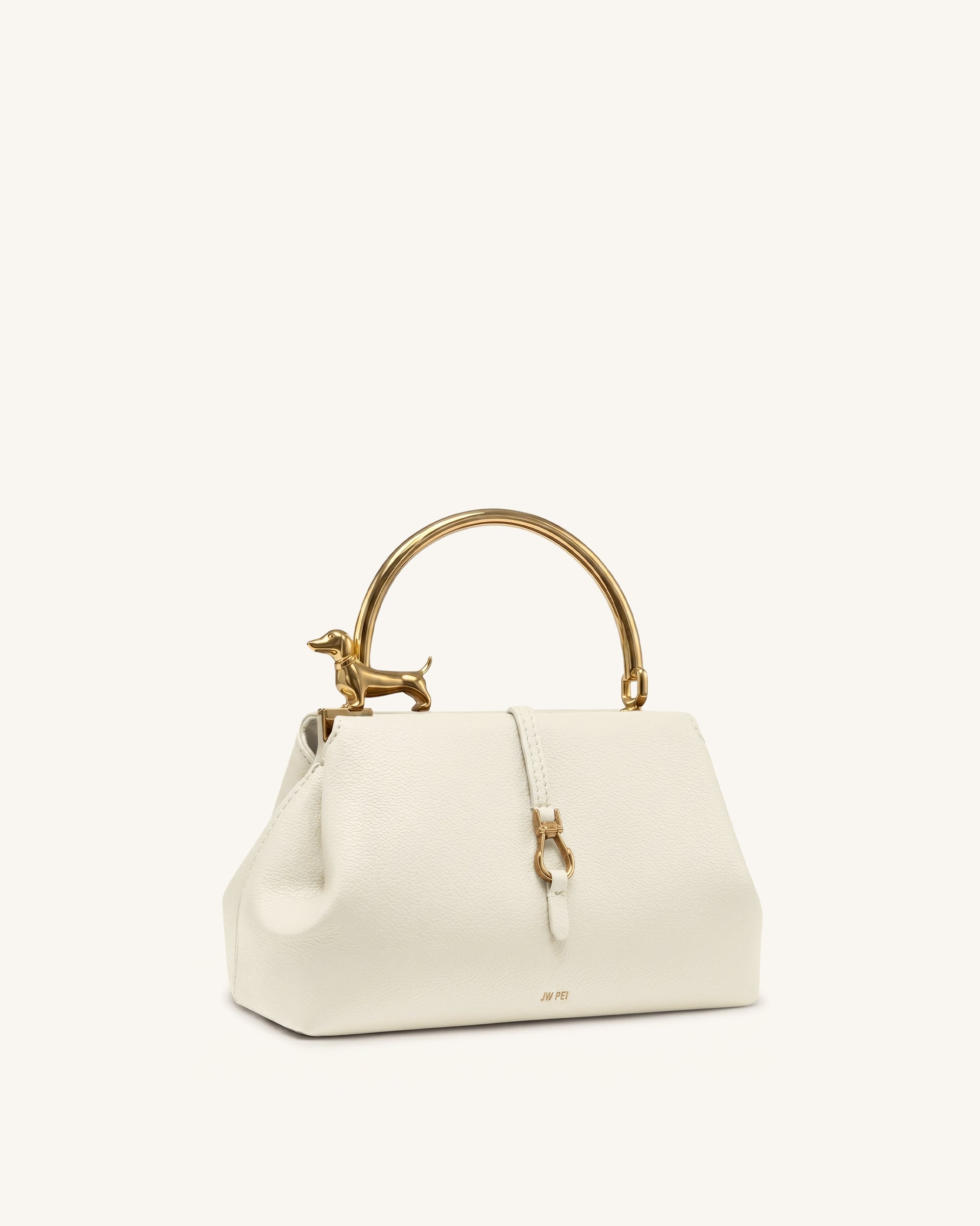 Bruna Sac à main à poignée supérieure métallique Teckel - Blanc – Image 2