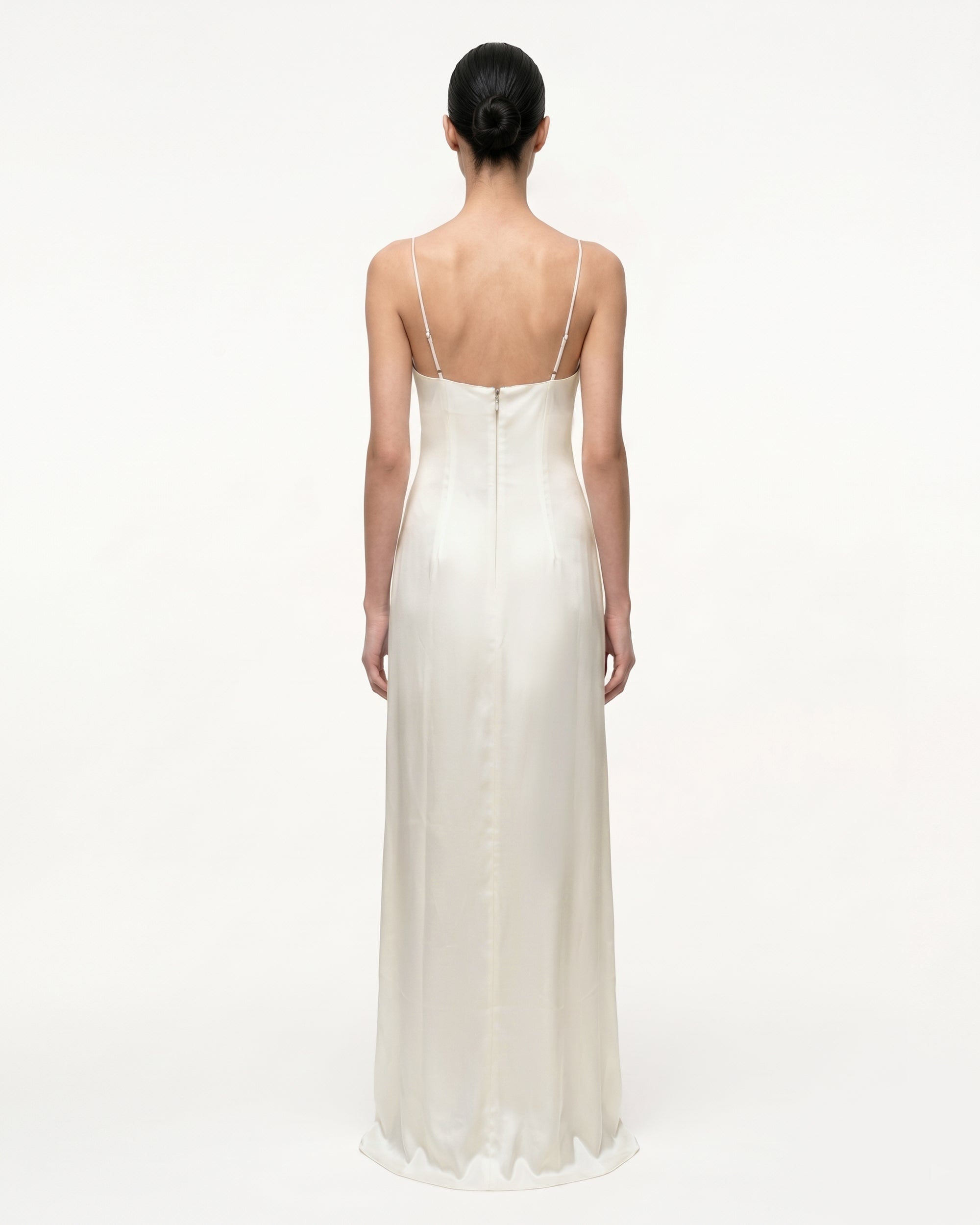 Robe-nuisette longue en satin à motif Iris - Blanc – Image 2