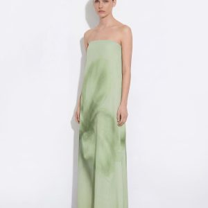 Robe maxi bustier à imprimé floral aquarelle - Vert