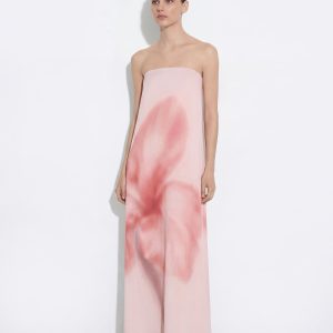Robe maxi bustier à imprimé floral aquarelle - Rose