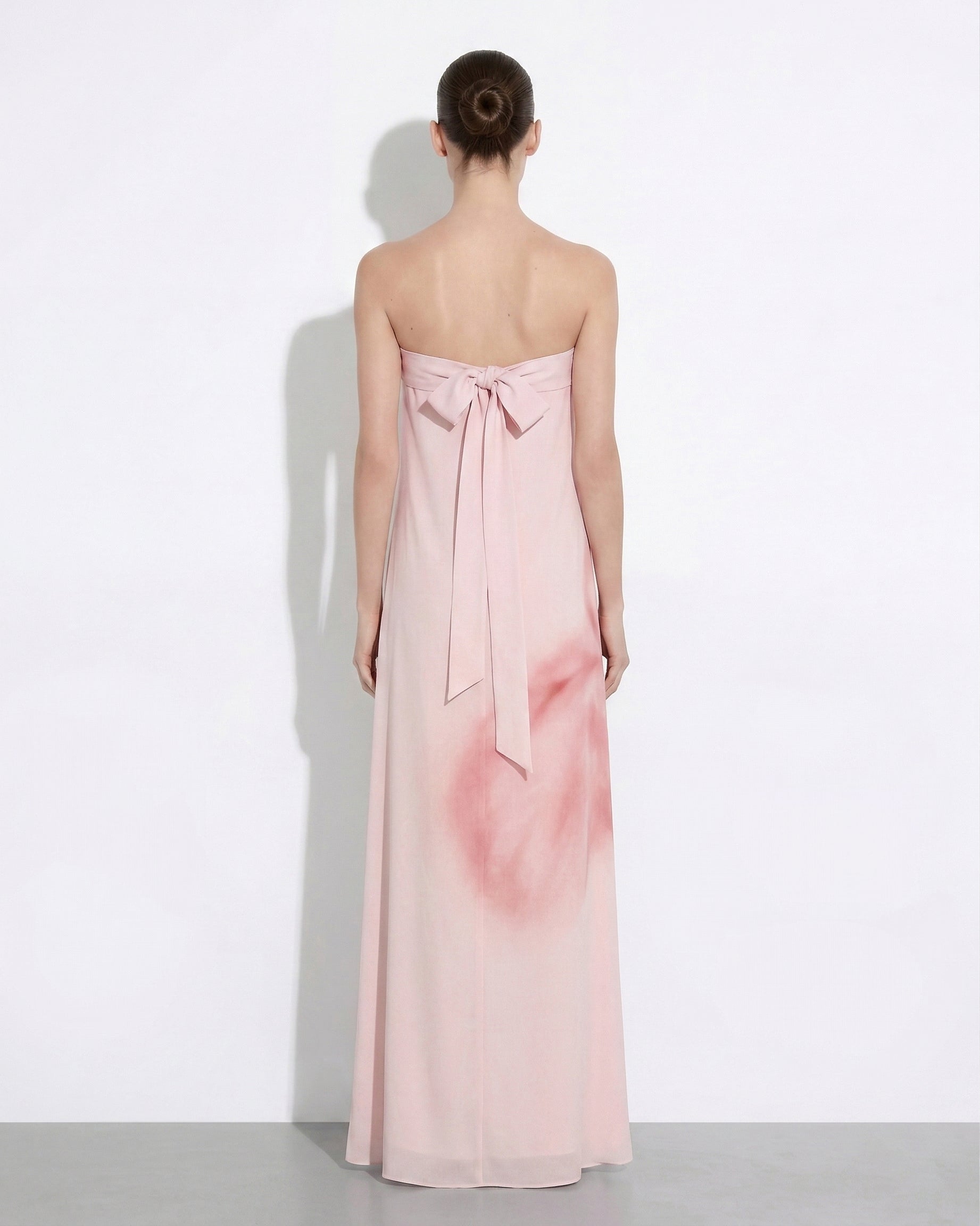 Robe maxi bustier à imprimé floral aquarelle - Rose – Image 2