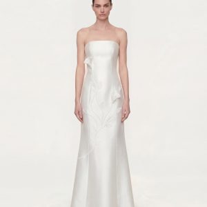 Robe bustier florale en polyester - Blanc