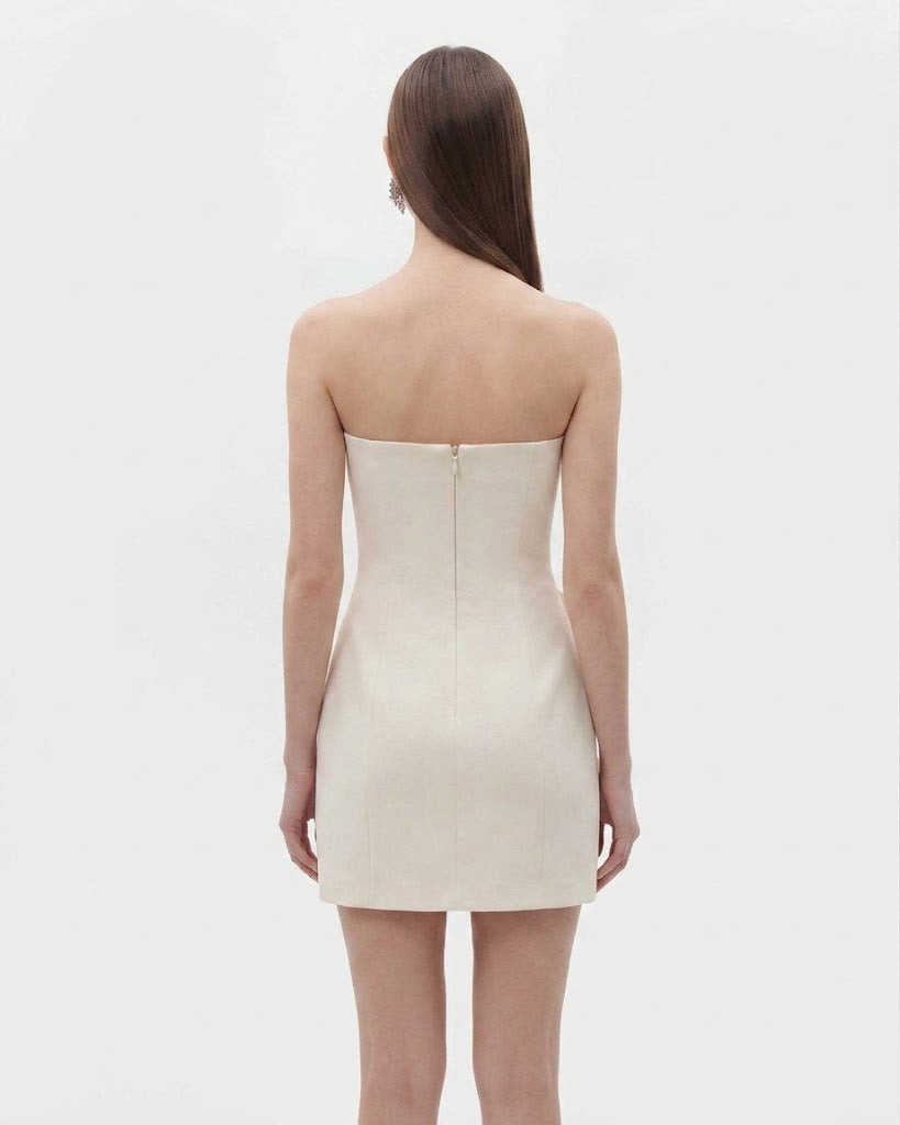 Robe bustier à appliqués floraux - Blanc – Image 2
