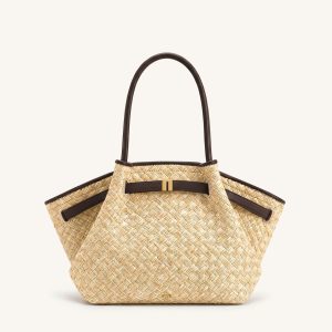 Hana Grand sac fourre-tout en paille synthétique - Marron