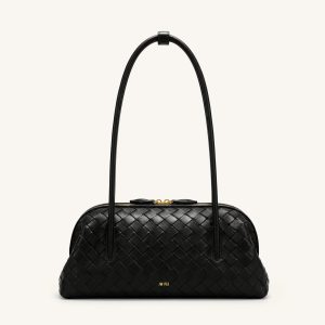 Aveline Sac à bandoulière texturé tissé - Noir