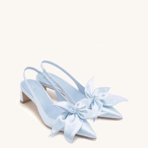 Queena Escarpins Slingback Appliqués Floraux - Bleu