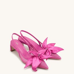 Queena Escarpins Slingback Appliqués Floraux - Rose