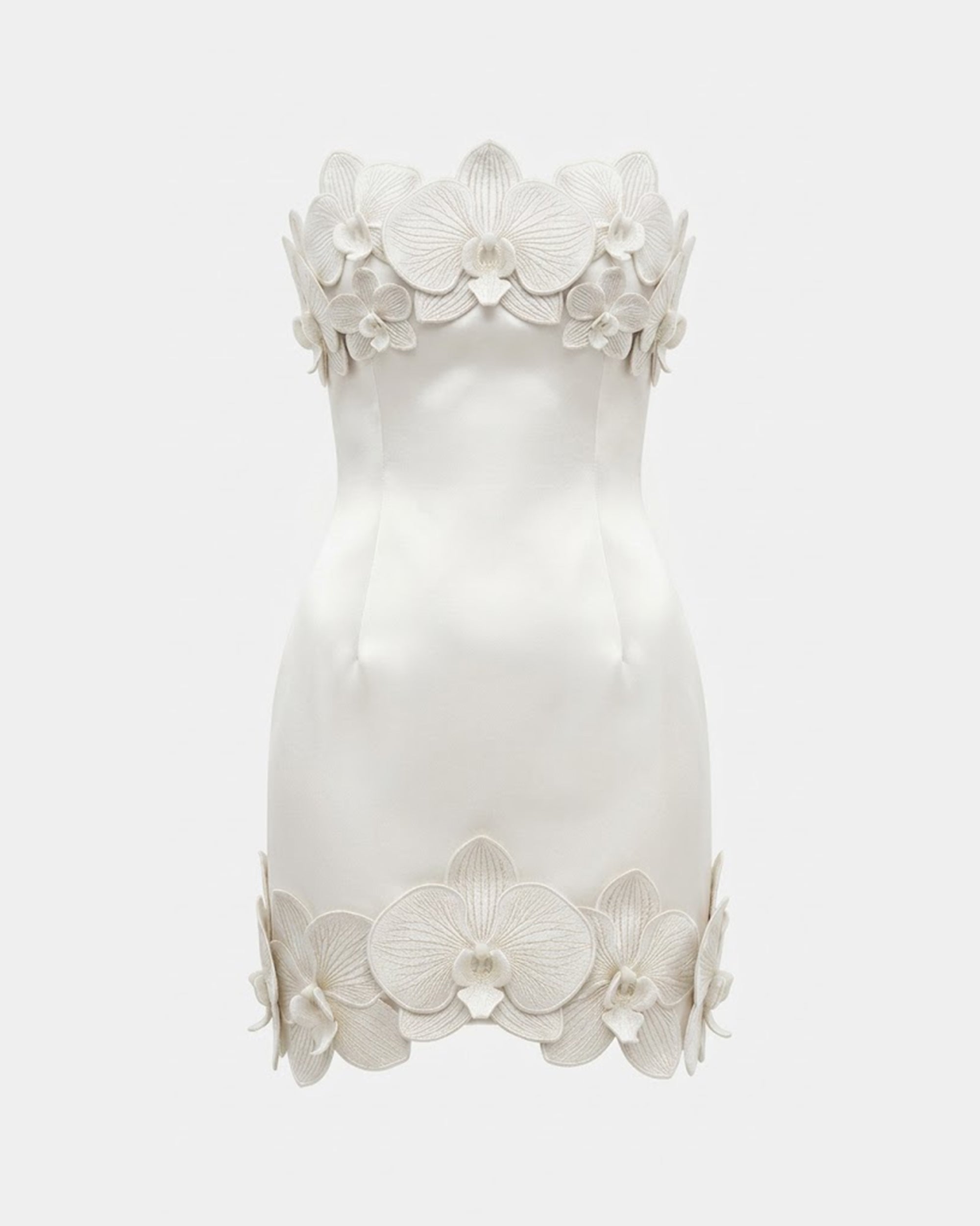 Orchid Mini Robe Bandeau avec Garniture - Blanc – Image 3
