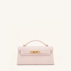 Sac à main supérieur Noor - Crocodile rose