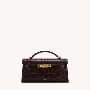 Sac à main supérieur Noor - Crocodile marron foncé