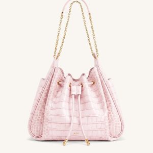 Rowan Sac seau à cordon de serrage froncé avec chaîne - Crocodile rose