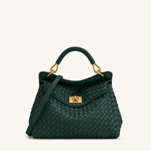 Lucia Sac à main classique tissé à poignée supérieure - Vert forêt