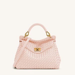 Lucia Sac à main classique tissé à poignée supérieure - Rose