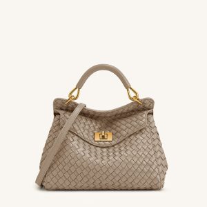 Lucia Sac à main classique tissé à poignée supérieure - Taupe