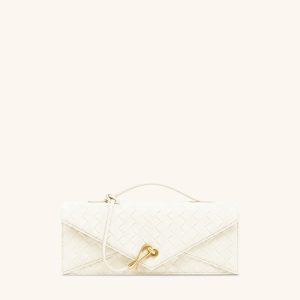 Celeste Sac à Poignée Enveloppe Texturé Tressé en Faux Daim - Blanc