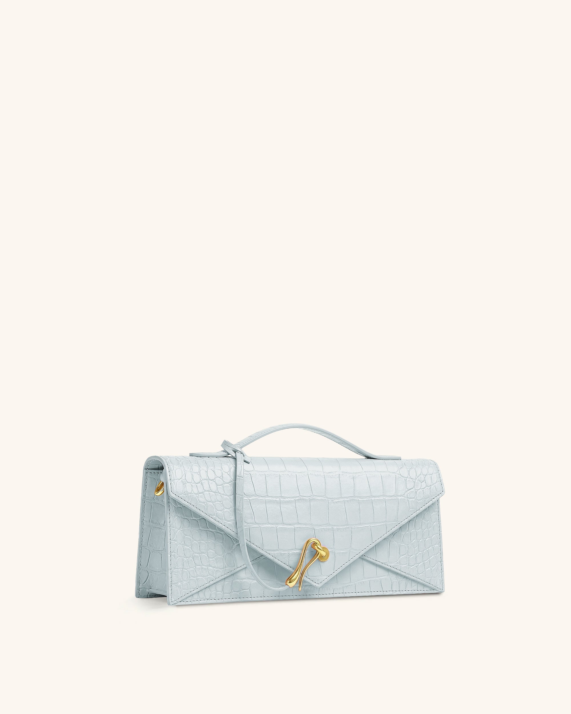 Celeste Sac à Poignée Enveloppe - Croco Bleu Clair – Image 2