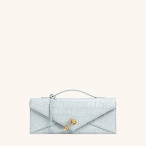 Celeste Sac à Poignée Enveloppe - Croco Bleu Clair