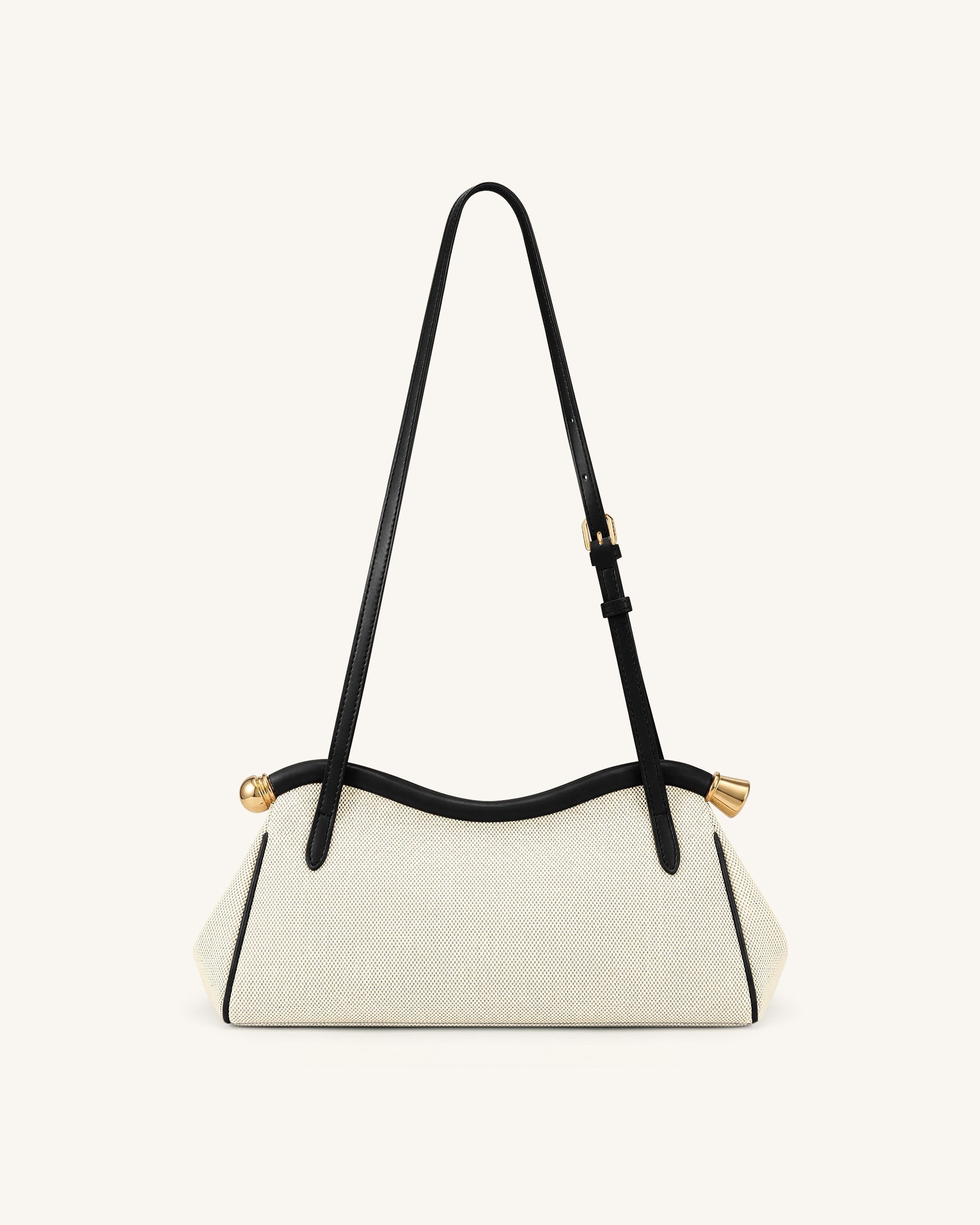 Naomi Sac à Bandoulière Incurvé - Toile Noire – Image 3