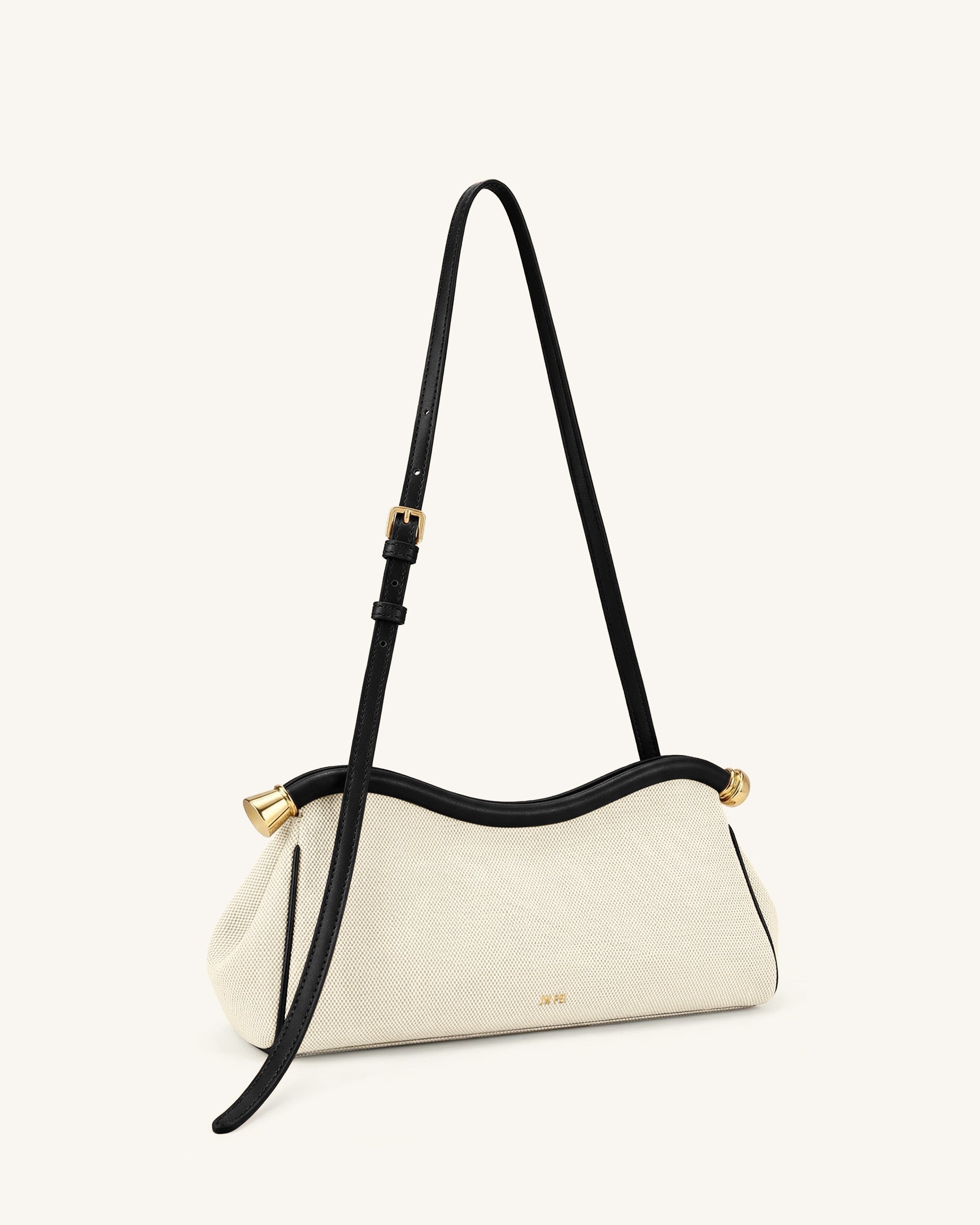 Naomi Sac à Bandoulière Incurvé - Toile Noire – Image 2
