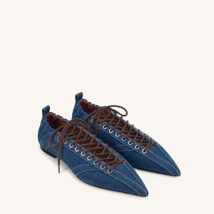 Ava Ballerines à lacets - Bleu jean
