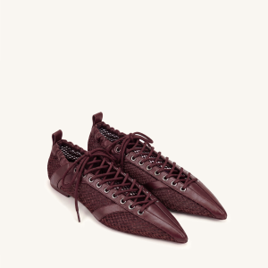 Ava Ballerines en mesh à lacets - Bordeaux