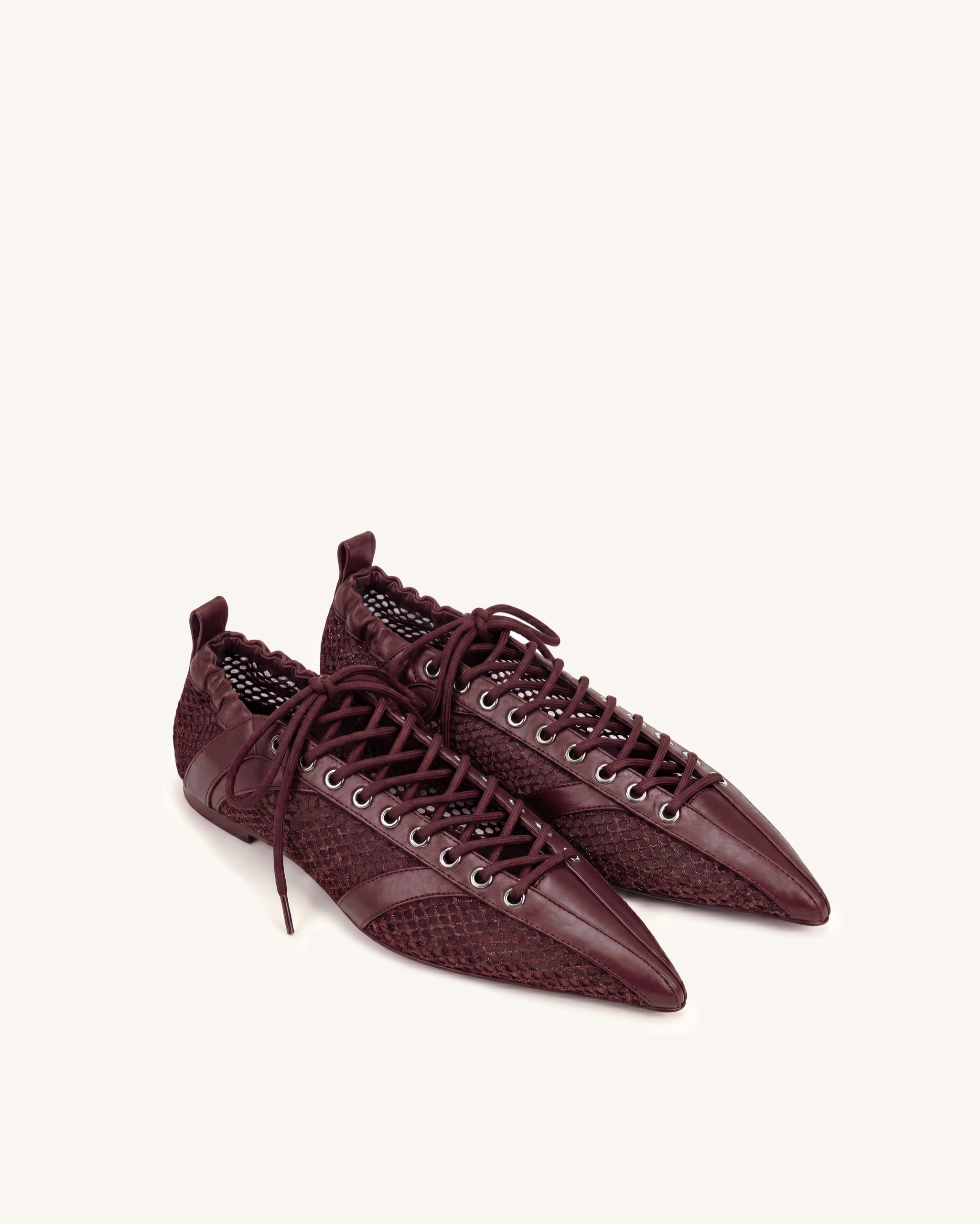 Ava Ballerines en mesh à lacets - Bordeaux